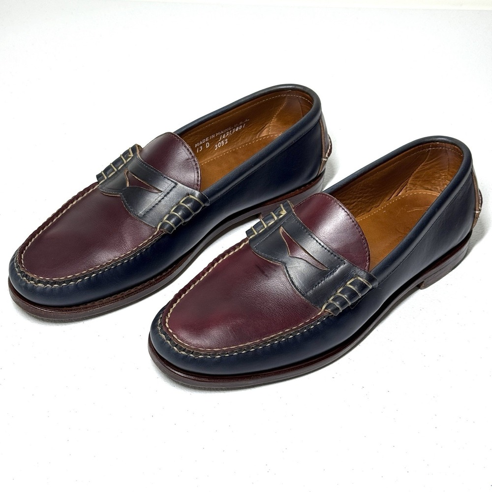 Rancourt and Co Beefroll Penny Loafers Mens 13 D Two Tone Horween Chromexcel USA